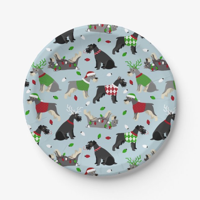 Christmas Schnauzer Paper Plate (Front)