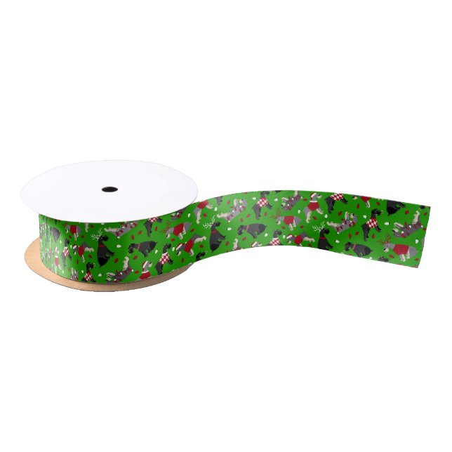 Christmas Schnauzer Satin Ribbon (Spool)