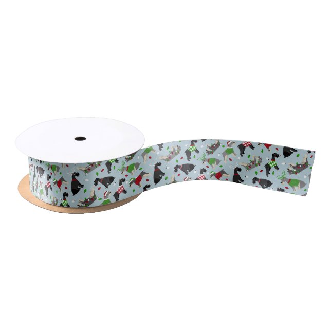 Christmas Schnauzer Satin Ribbon (Spool)