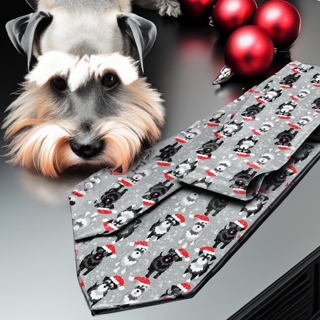 Christmas Schnauzers in Santa Hats Tie (Creator Uploaded)