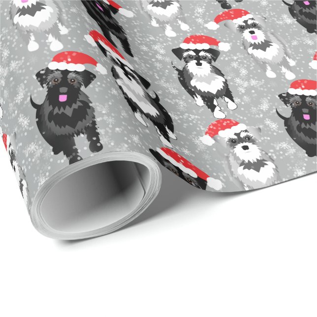 Christmas Schnauzers Playing in the Snow Wrapping Paper (Roll Corner)