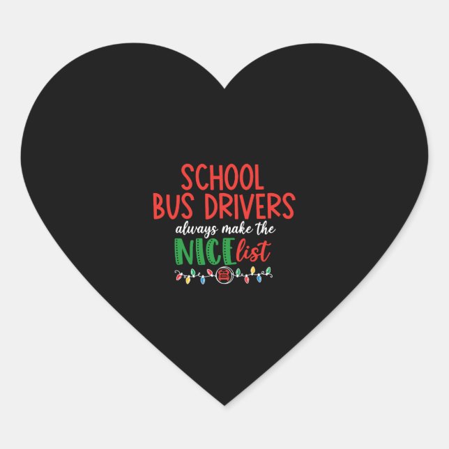 Christmas school bus driver, schoolbus heart sticker (Front)