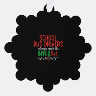 Christmas school bus driver, schoolbus ornament card
