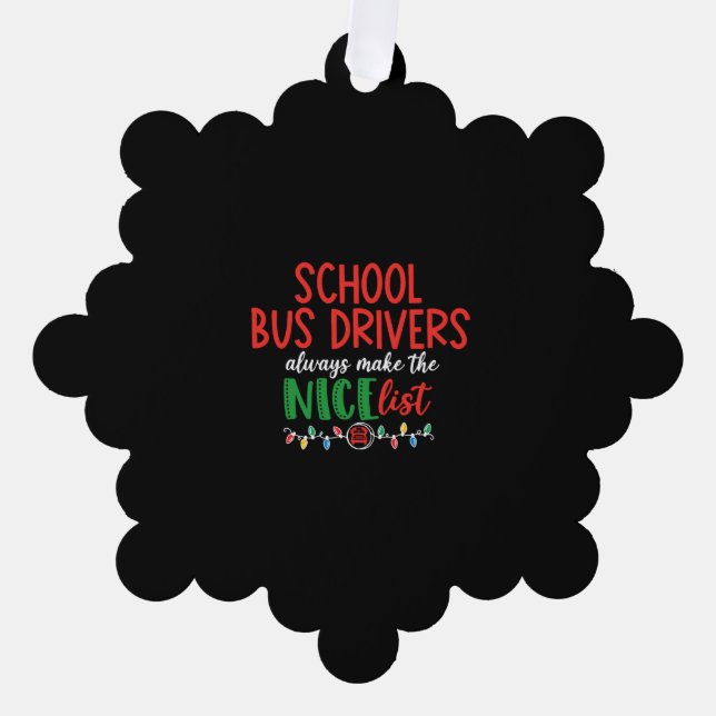 Christmas school bus driver, schoolbus ornament card (Front)
