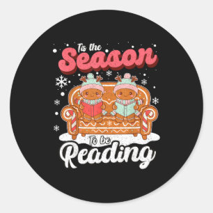 Christmas School Teacher Retro Librarian Groovy Xm Classic Round Sticker