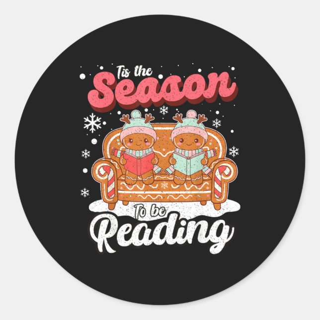 Christmas School Teacher Retro Librarian Groovy Xm Classic Round Sticker (Front)