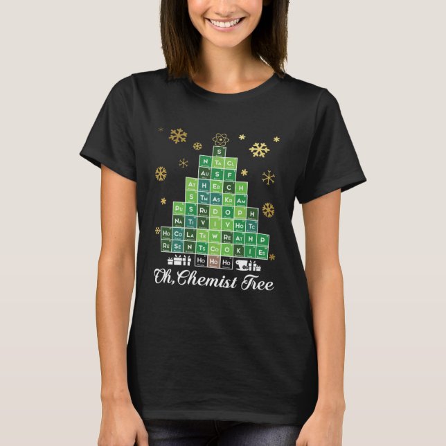 Christmas Science Chemist Tree Periodic Table Xmas T-Shirt (Front)