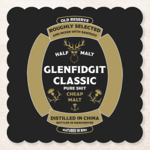 Christmas Scotch Whiskey Label Paper Coaster