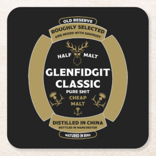 Christmas Scotch Whiskey Label Square Paper Coaster