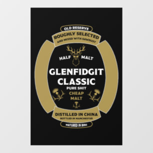 Christmas Scotch Whiskey Label Window Cling