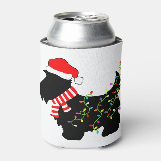 Christmas Scottie Dog With Lights  Can Cooler (Can Front)