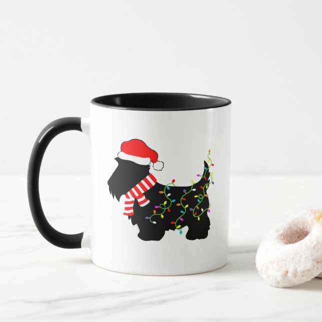 Christmas Scottie Dog With Lights Mug (With Donut)