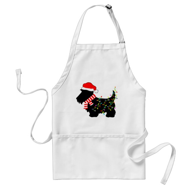 Christmas Scottie Dog With Lights Standard Apron (Front)