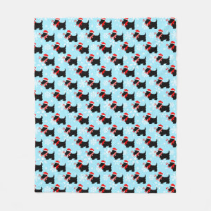 Christmas Scottie Dogs Pattern Fleece Blanket