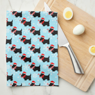 Christmas Scottie Dogs Pattern Kitchen Towel