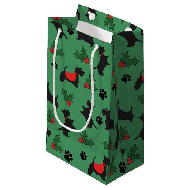Christmas Scottie Gift Bag Dog Holiday (Front Angled)