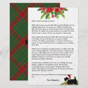 Christmas Scottie Plaid Family Newsletter Custom Stationery