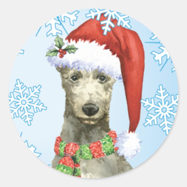 Christmas Scottish Deerhound Classic Round Sticker (Front)