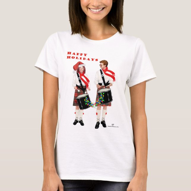 Christmas Scottish Drummers T-Shirt (Front)