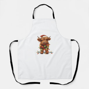 Christmas Scottish Highland Cow Classic T-Shirt Apron