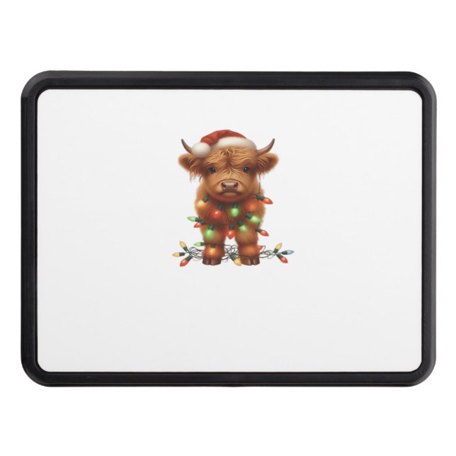 Christmas Scottish Highland Cow Classic T-Shirt Trailer Hitch Cover (Front)