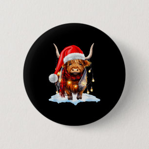 Christmas Scottish Highland Cow Wrapped In Christm 2 Inch Round Button