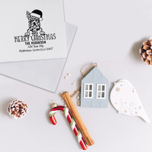 Christmas Scottish Terrier Dog Return Address  Rubber Stamp