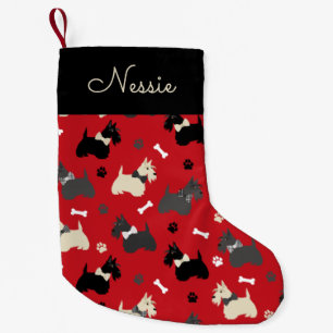 Christmas Scottish Terrier Red Small Christmas Stocking