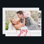 CHRISTMAS SCRIPT JOY modern photo simple minimal Holiday Card<br><div class="desc">by kat massard >>> kat@simplysweetPAPERIE.com <<< Send and extra special message with style and pizzazz this year... Personalized with your details & photos my modern holiday products are sure to stand out from the flurry of greetings your friends and family will receive this season and will make a special memento...</div>