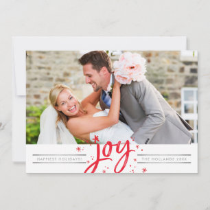 CHRISTMAS SCRIPT JOY modern photo simple minimal Holiday Card