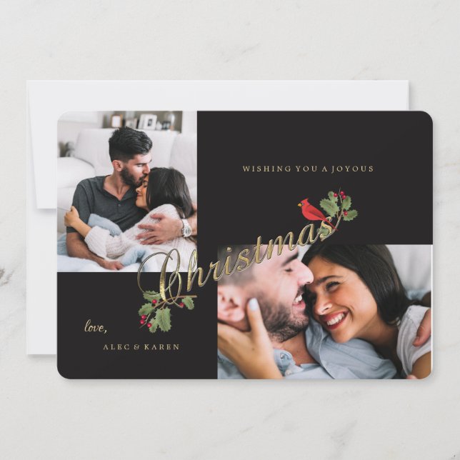 Christmas Script Photo Holiday Card (Front)