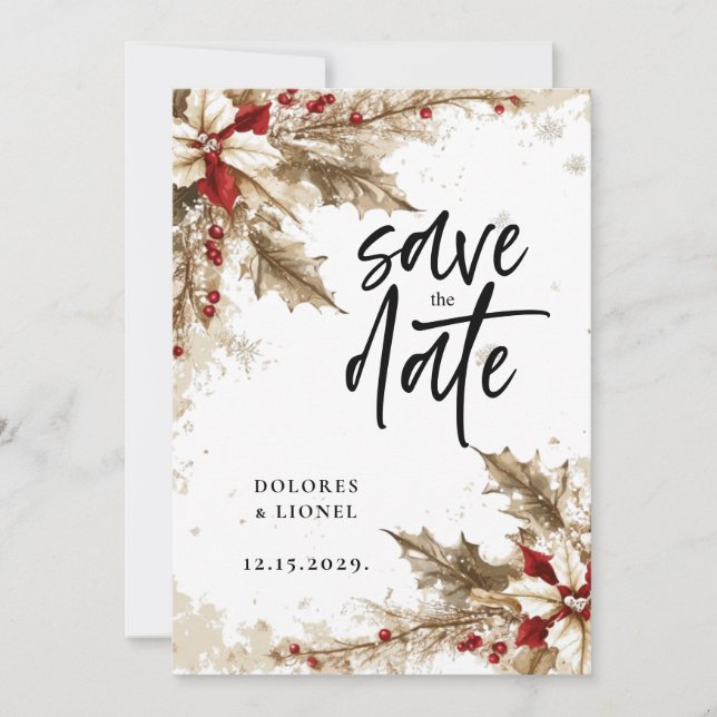 Christmas Script Wedding  Save the date (Front)