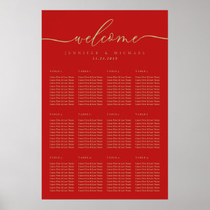 Christmas Script Welcome Wedding Table Seating Poster