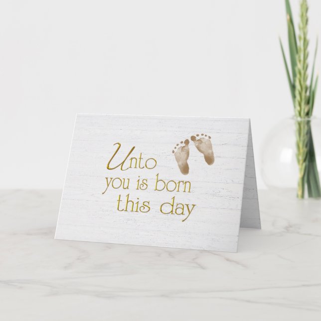 Christmas Scripture with Baby Footprints  Card (Front)