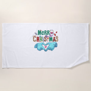 Christmas Scrub Merry Christmas Xmas Stethoscope N Beach Towel