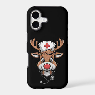 Christmas Scrub Top Reindeer Rubber Gloves Nurses