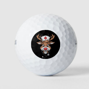 Christmas Scrub Top Reindeer Rubber Gloves Nurses Golf Balls