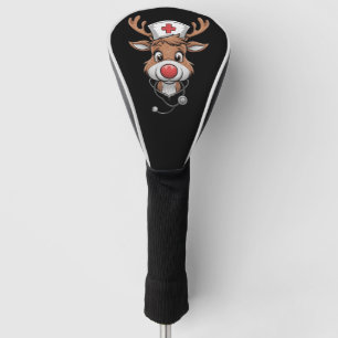 Christmas Scrub Top Reindeer Rubber Gloves Nurses Golf Head Cover