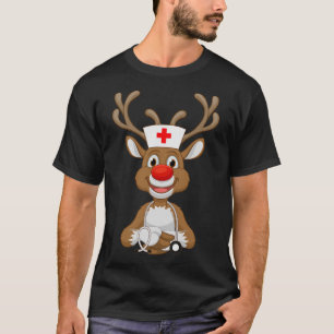 Christmas Scrub Top Reindeer Scrubs Rubber Gloves