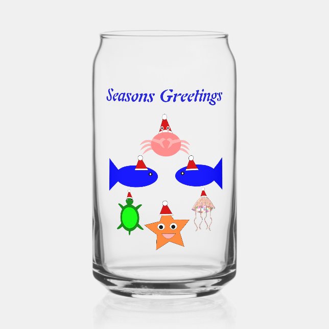 Christmas Sea Creatures Custom Can Glass (Front)