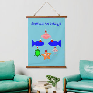 Christmas Sea Creatures Custom Hanging Tapestry
