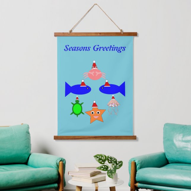 Christmas Sea Creatures Custom Hanging Tapestry (Living Room)