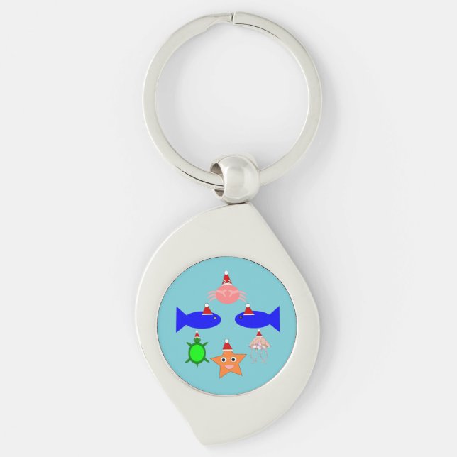 Christmas Sea Creatures Keychain (Front)