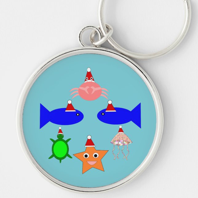 Christmas Sea Creatures Keychain (Front)