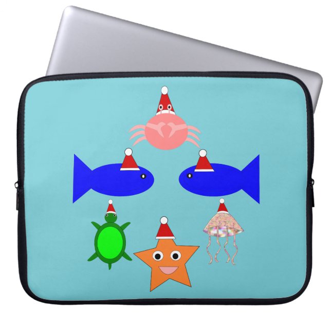 Christmas Sea Creatures Laptop Sleeve (Front)