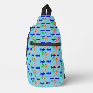 Christmas Sea Creatures Patterned Sling Bag