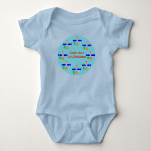 Christmas Sea Creatures Personalized Baby Bodysuit
