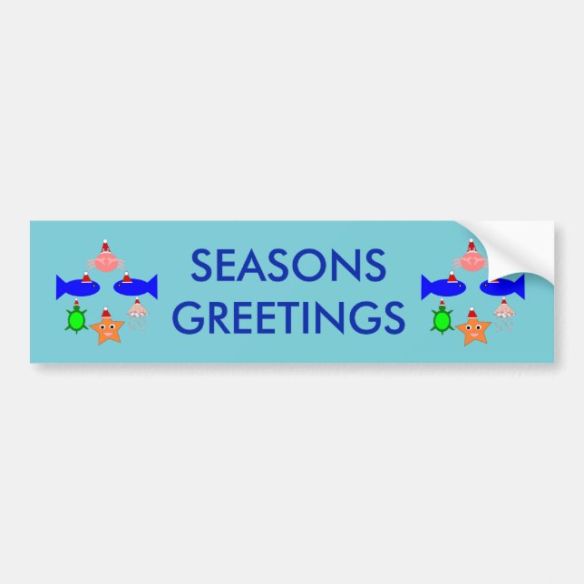 Christmas Sea Creatures Personalized Bumper Sticker (Front)