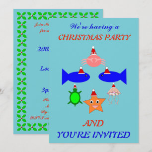 Christmas Sea Creatures Personalized Invitation