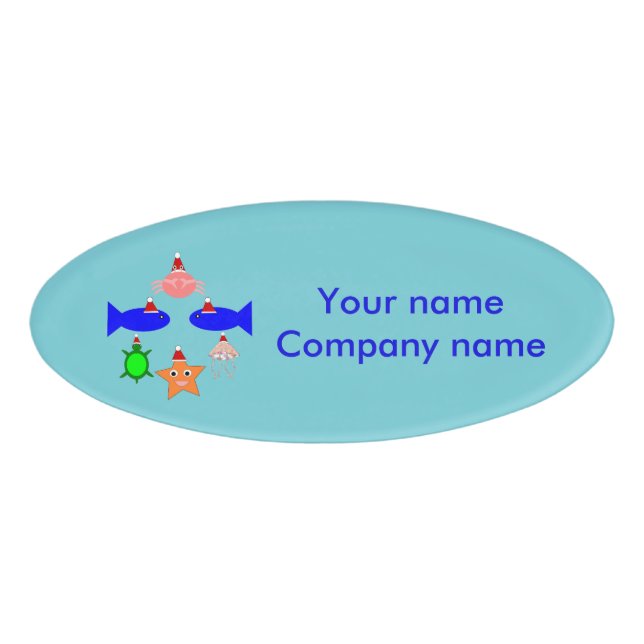 Christmas Sea Creatures Personalized Name Tag (Front)
